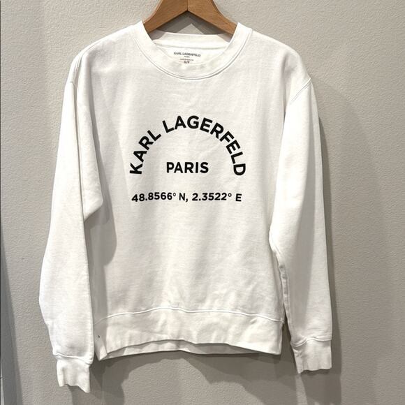 Karl Lagerfeld Paris White Crewneck Sweatshirt Size Small S - Picture 1 of 7